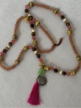 Mala Beads with Tassel 108 Piece Set Natural Stone Beads With Om Symbol